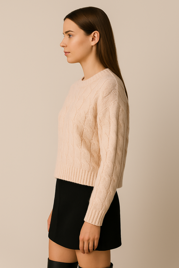 Pullover „Zopfstrick“ Rosa/Beige
