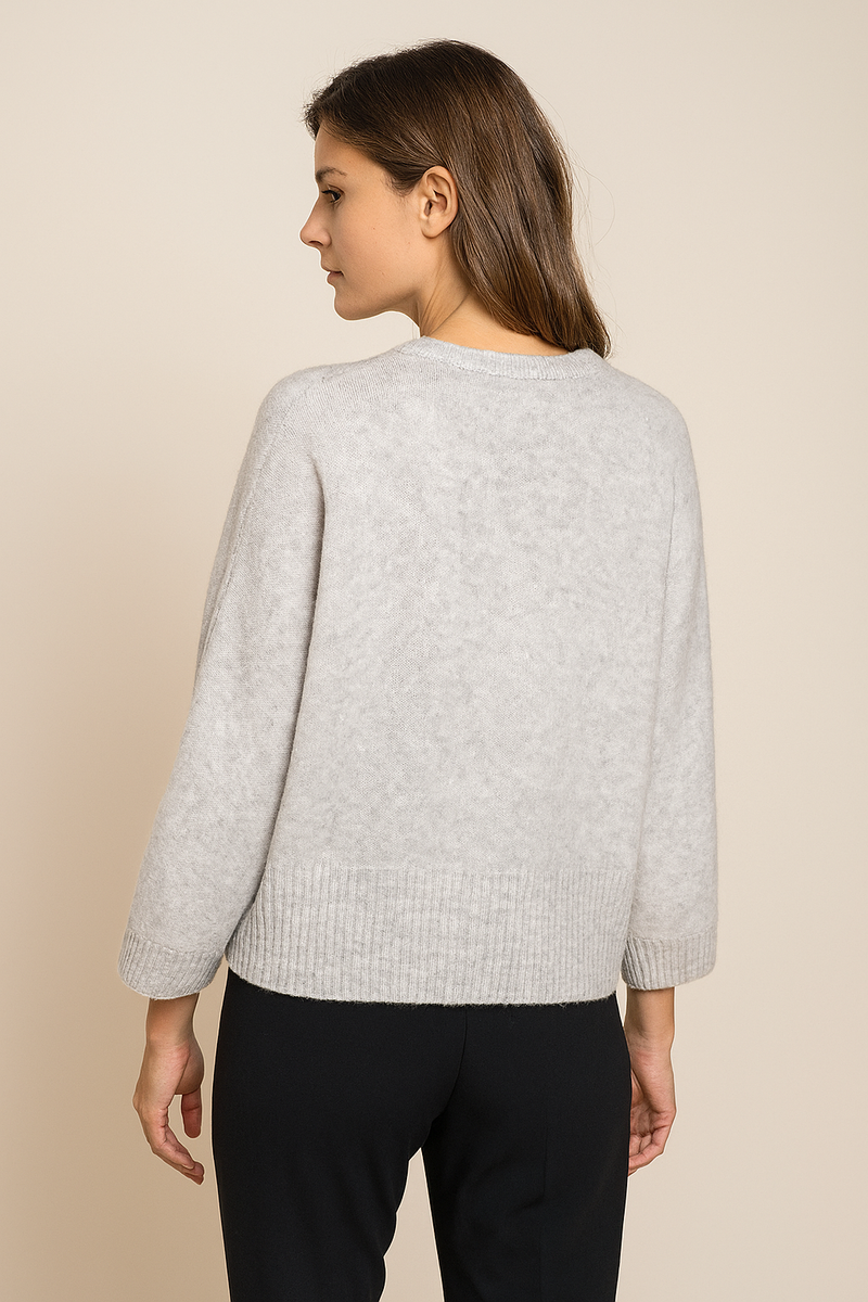 Pullover „Pailletten“ Melange Grau