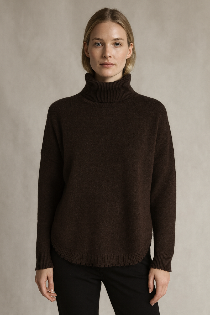 Pullover „Fransen“ Schokobraun