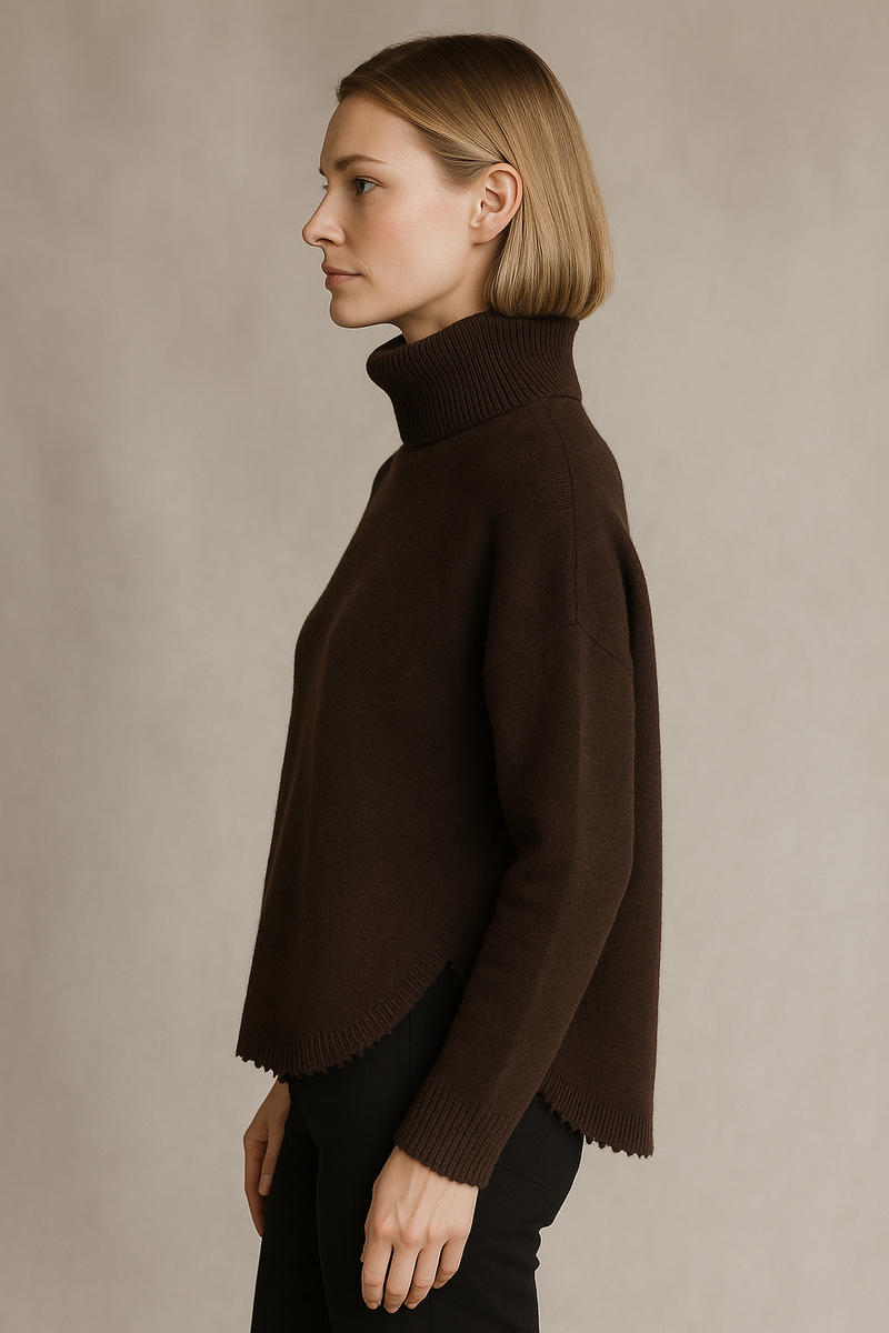 Pullover „Fransen“ Schokobraun