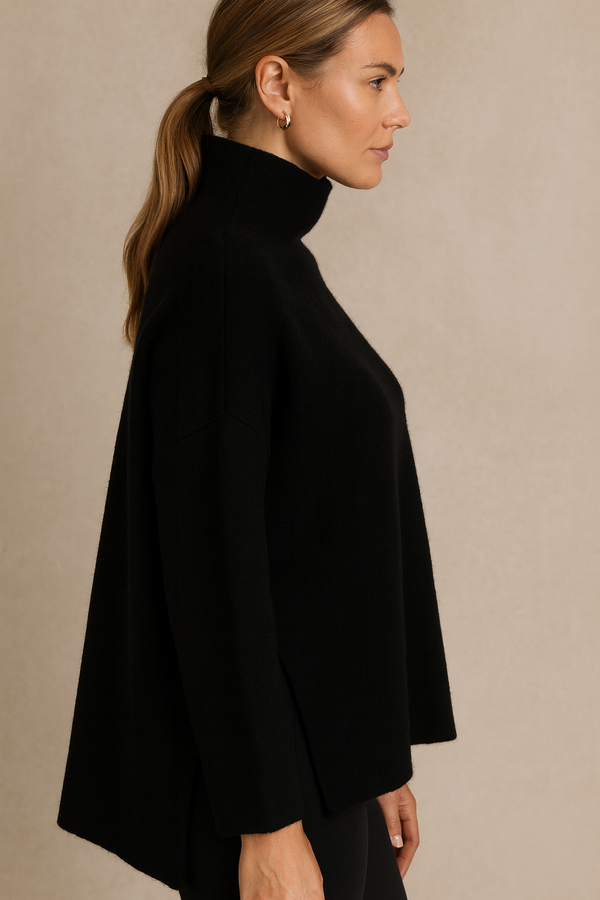 Poncho-Cut Pullover Schwarz
