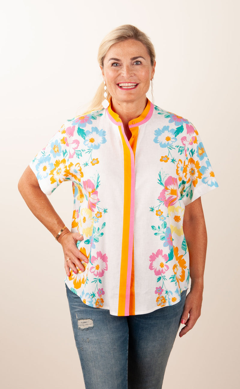 Blusenshirt Weiß | Pink | Orange | Multicolor