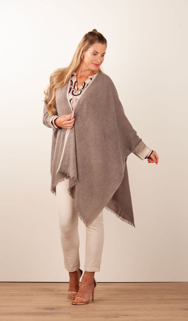 Strickjacke | Poncho Taupe