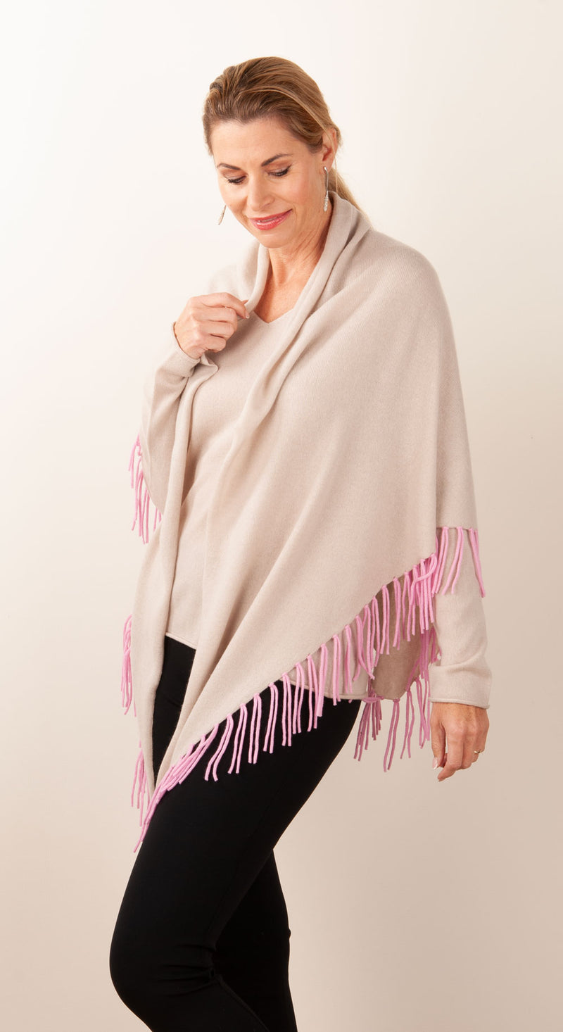 Poncho Beige | Pink