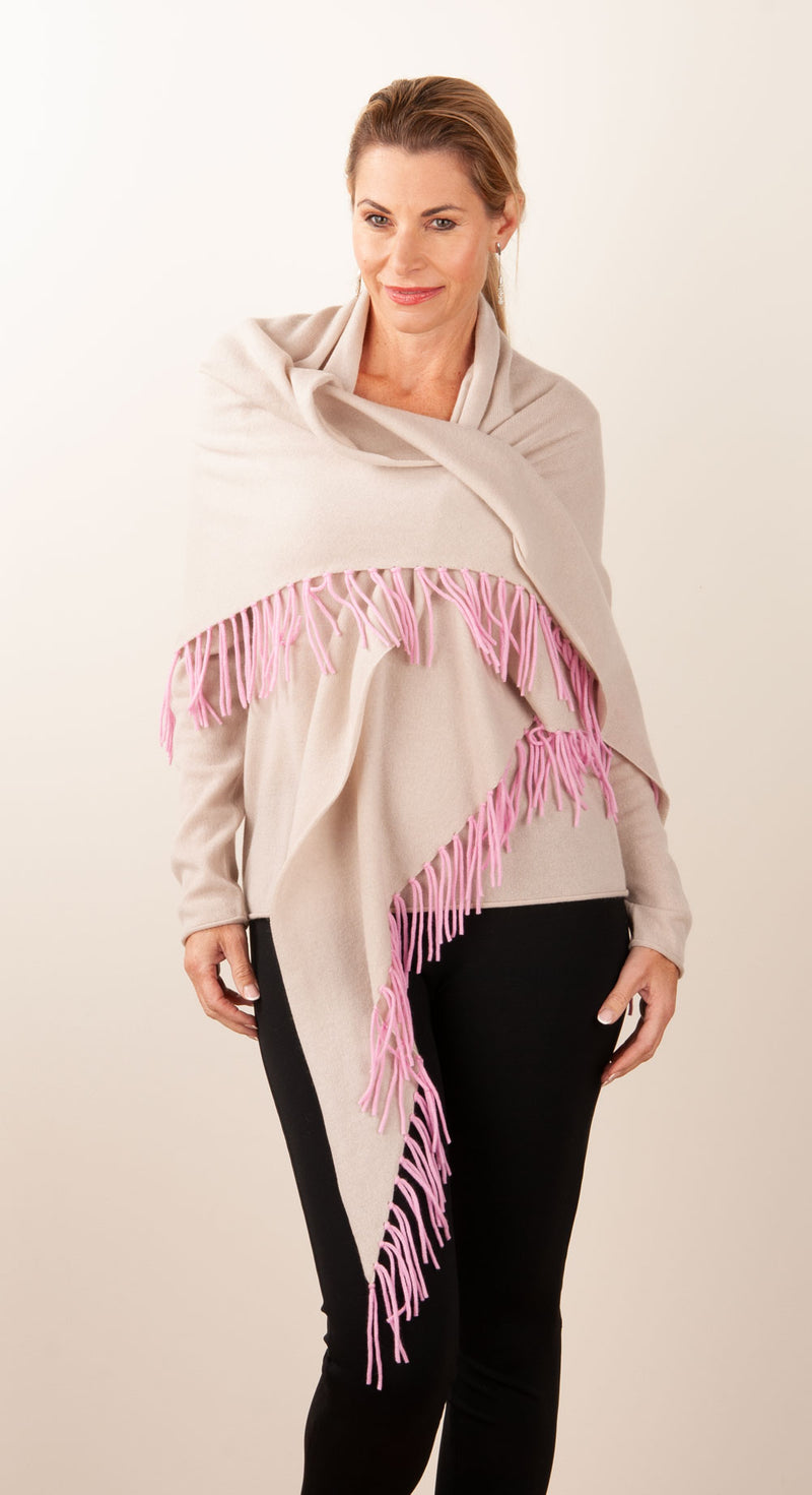 Poncho Beige | Pink