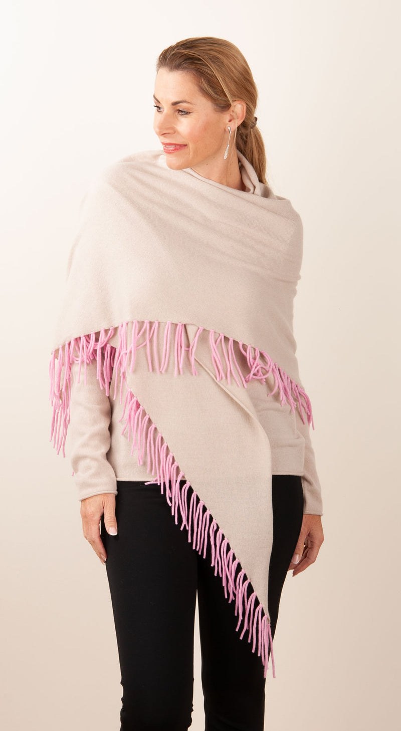 Poncho Beige | Pink