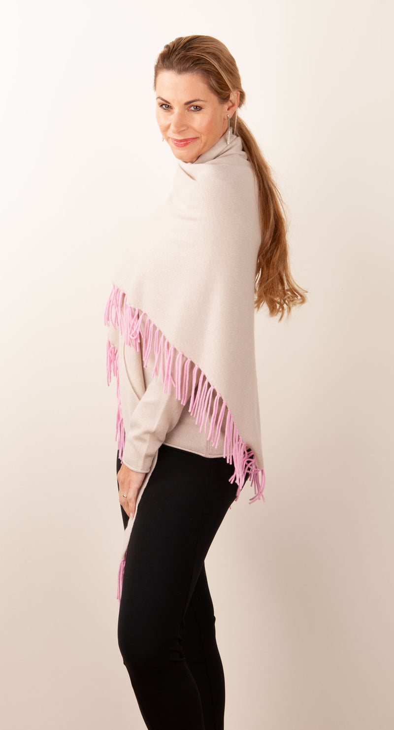 Poncho Beige | Pink