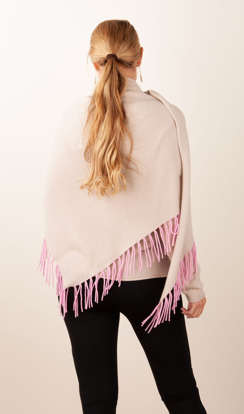 Poncho Beige | Pink
