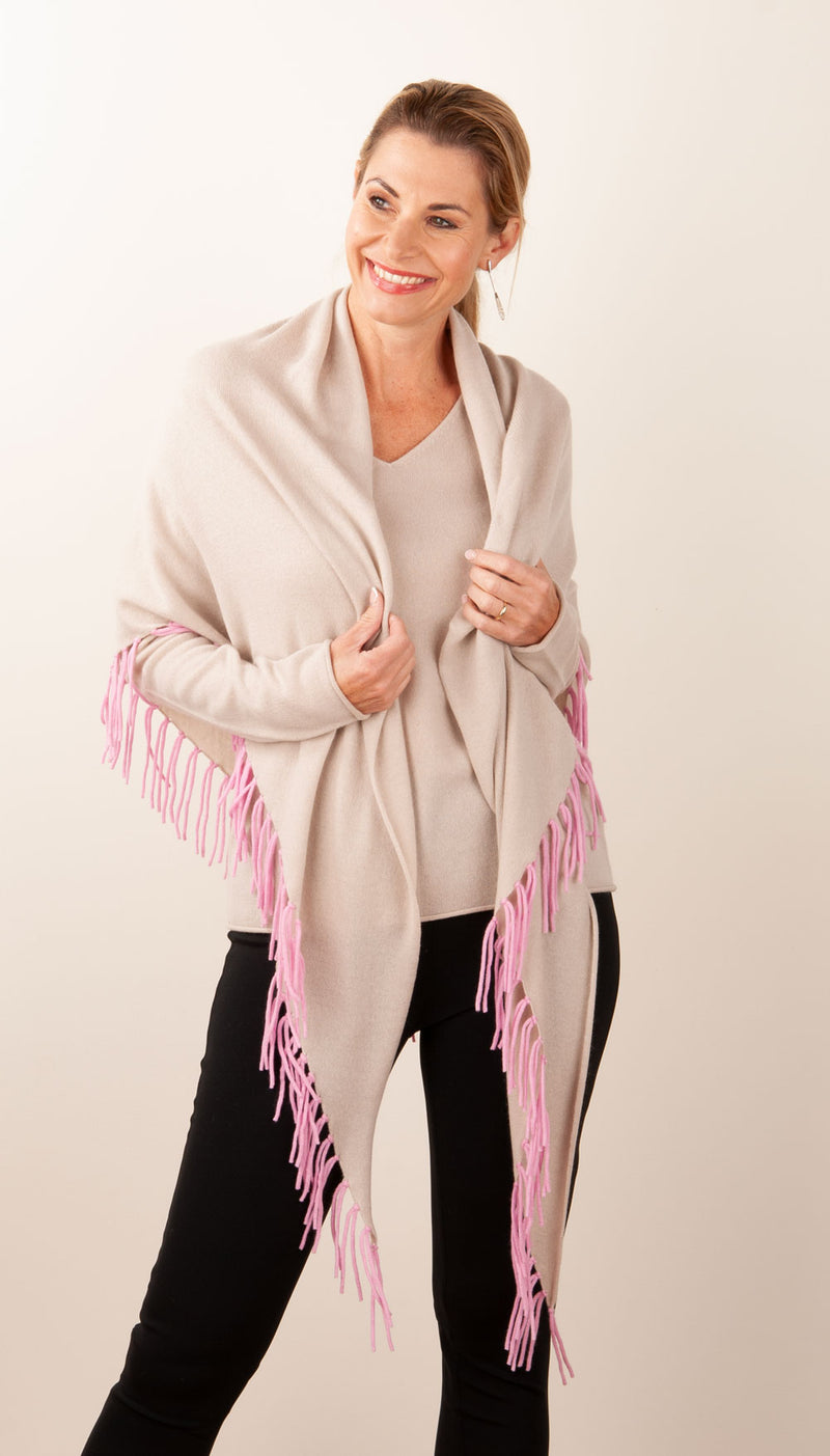Poncho Beige | Pink