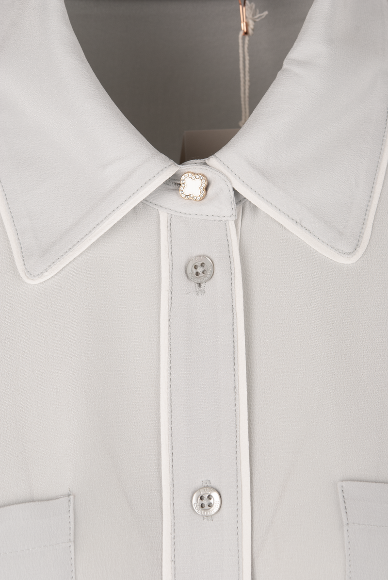 Bluse Hellgrau | Weiß