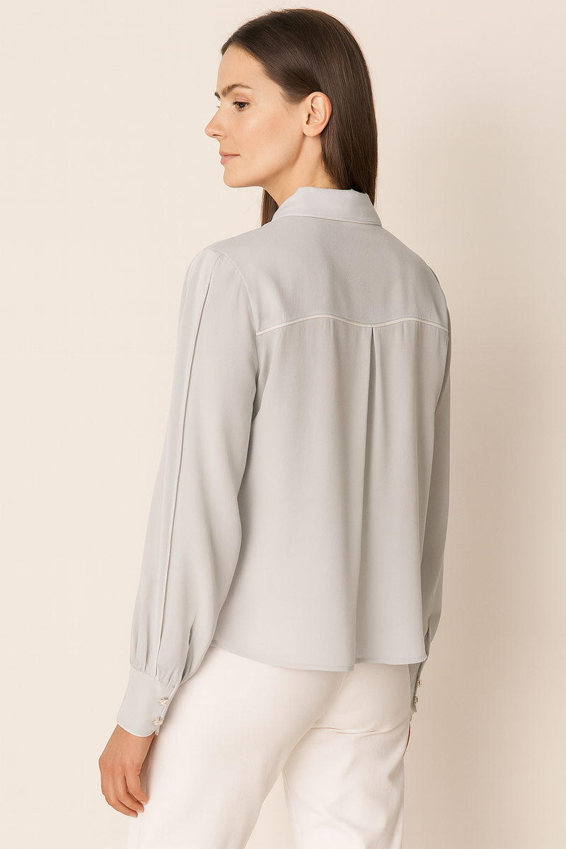 Bluse Hellgrau | Weiß