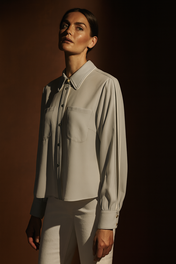 Bluse Hellgrau | Weiß