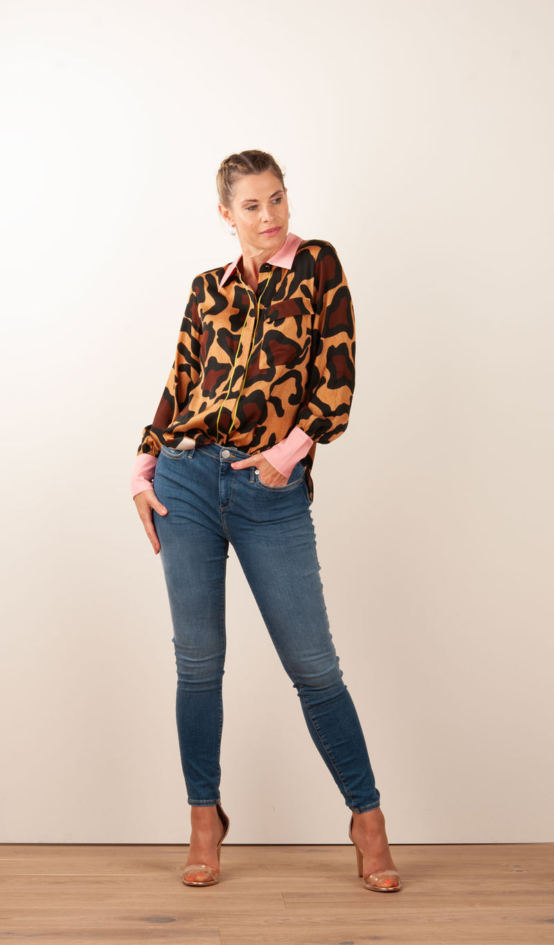 Bluse „Big Leo“ Braun | Rosa | Grün