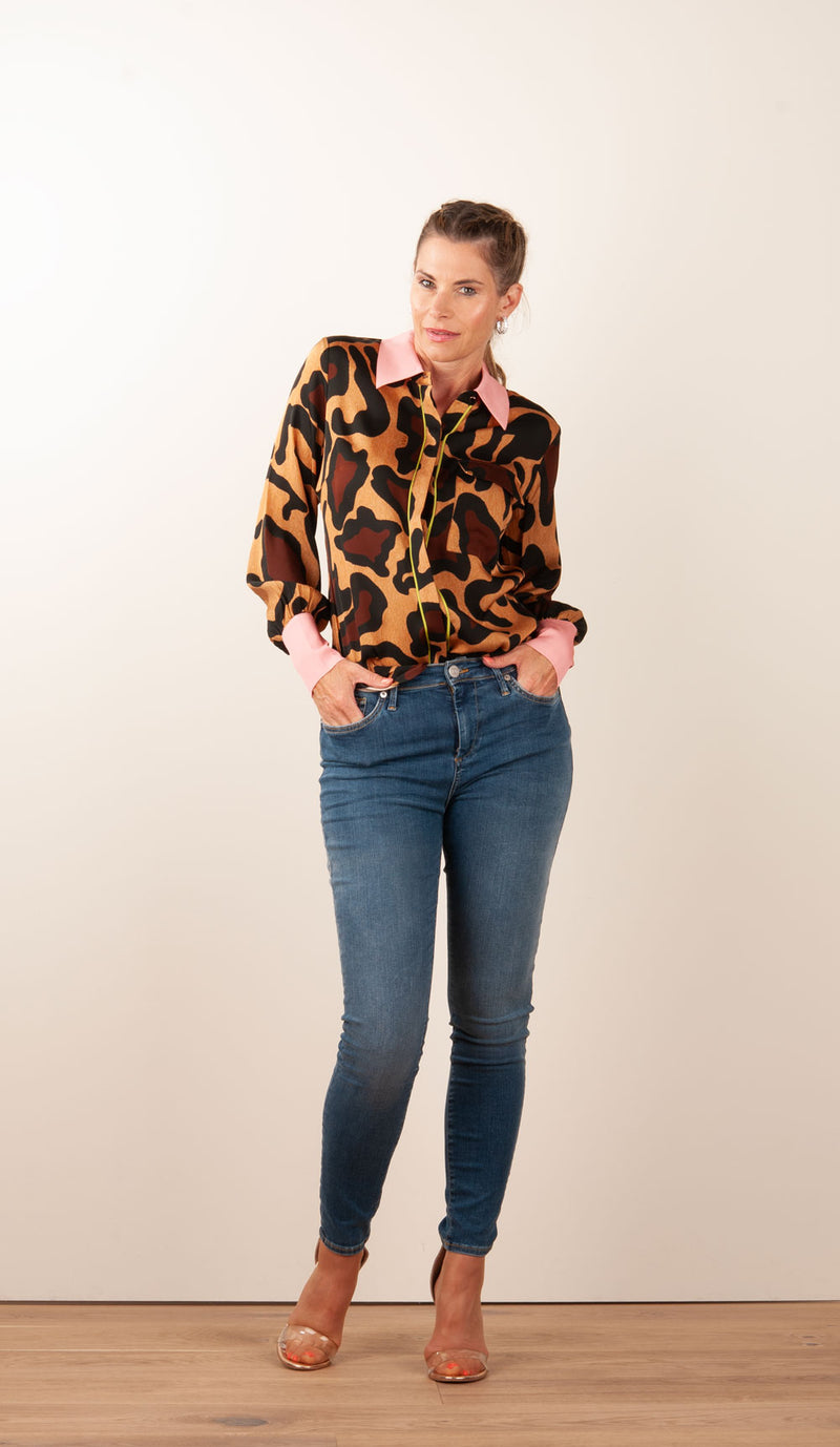 Bluse „Big Leo“ Braun | Rosa | Grün