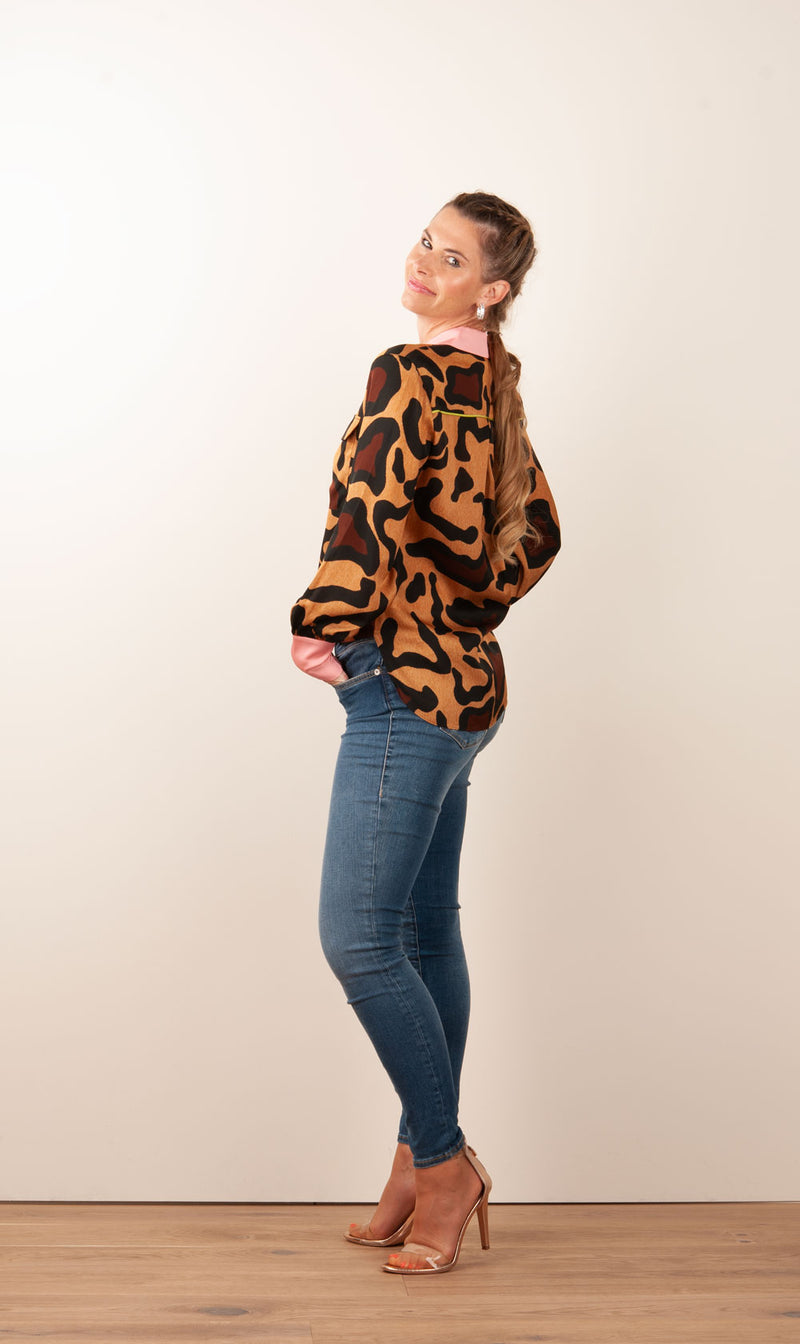 Bluse „Big Leo“ Braun | Rosa | Grün