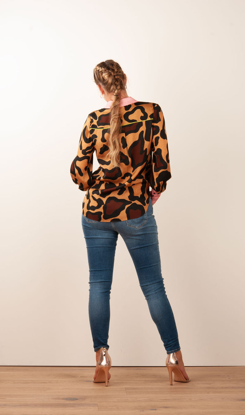 Bluse „Big Leo“ Braun | Rosa | Grün