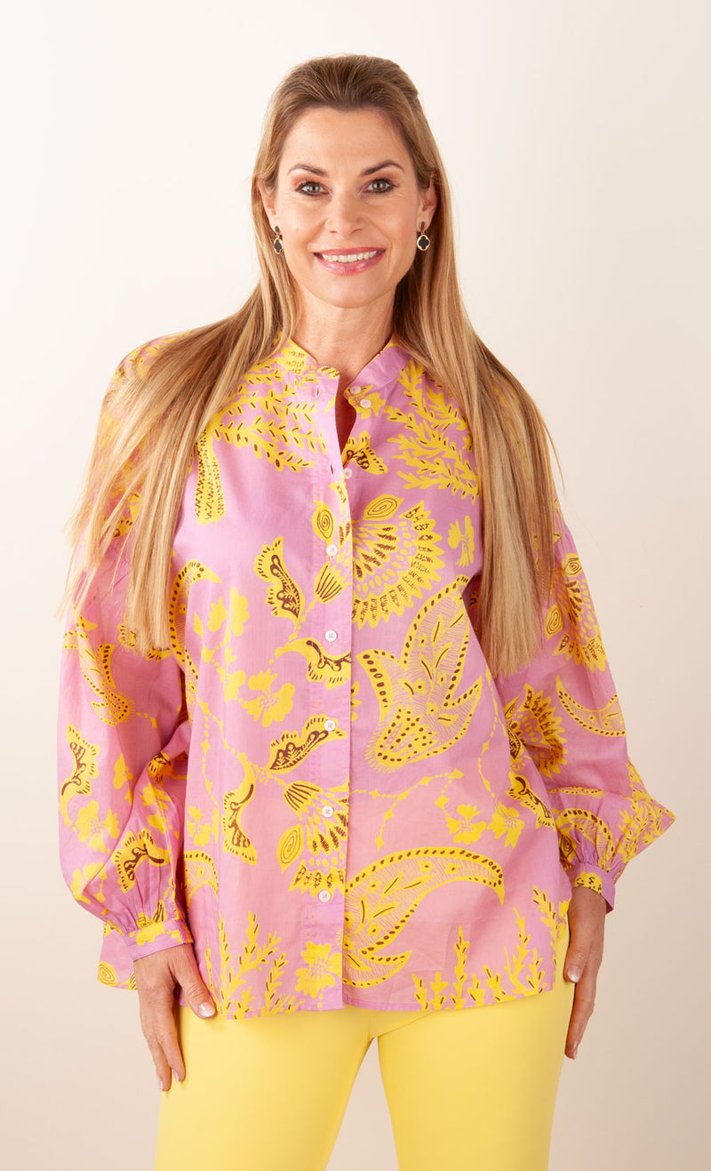 IVI Collection Blusenshirt Rosa | Gelb