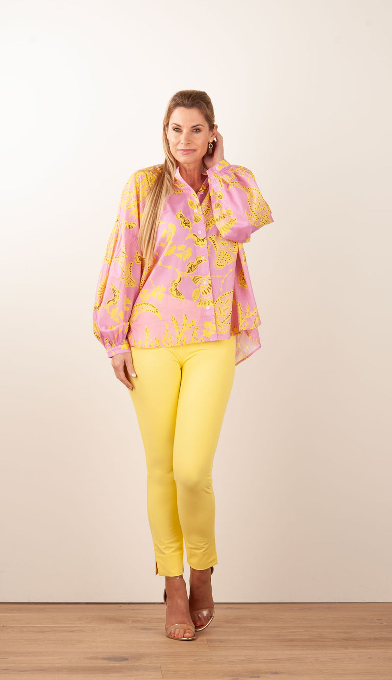 Blusenshirt Rosa | Gelb