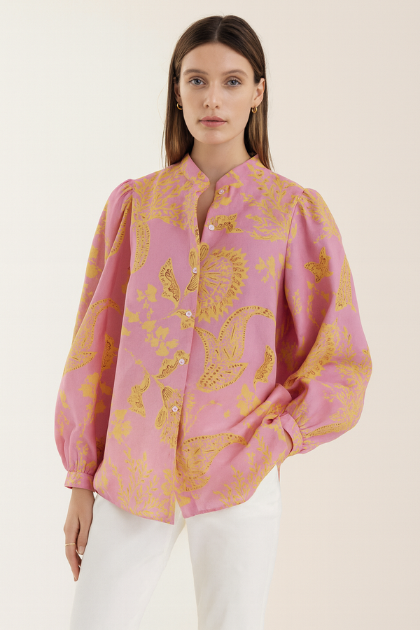 Blusenshirt Rosa | Gelb