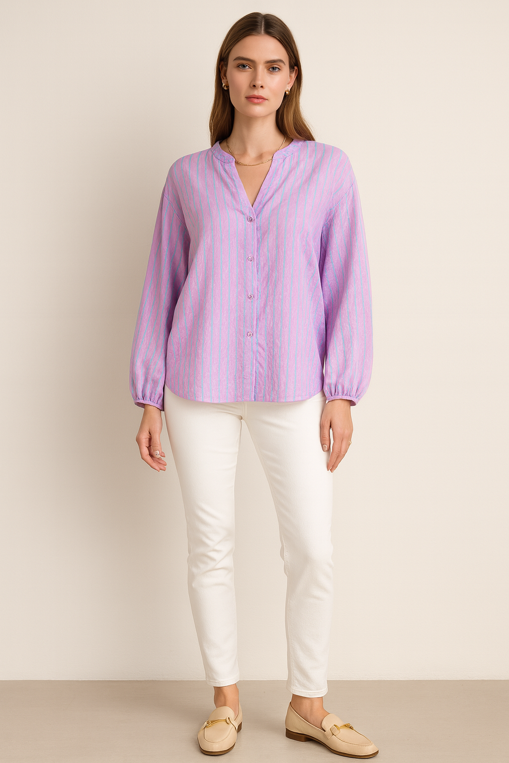 Bluse „Streifen“ Rosa | Blau