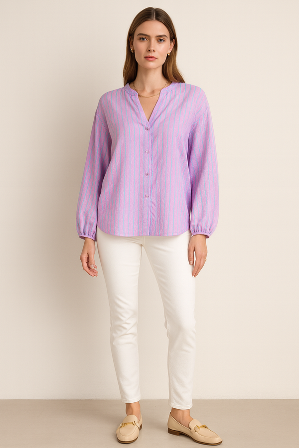 Bluse „Streifen“ Rosa | Blau