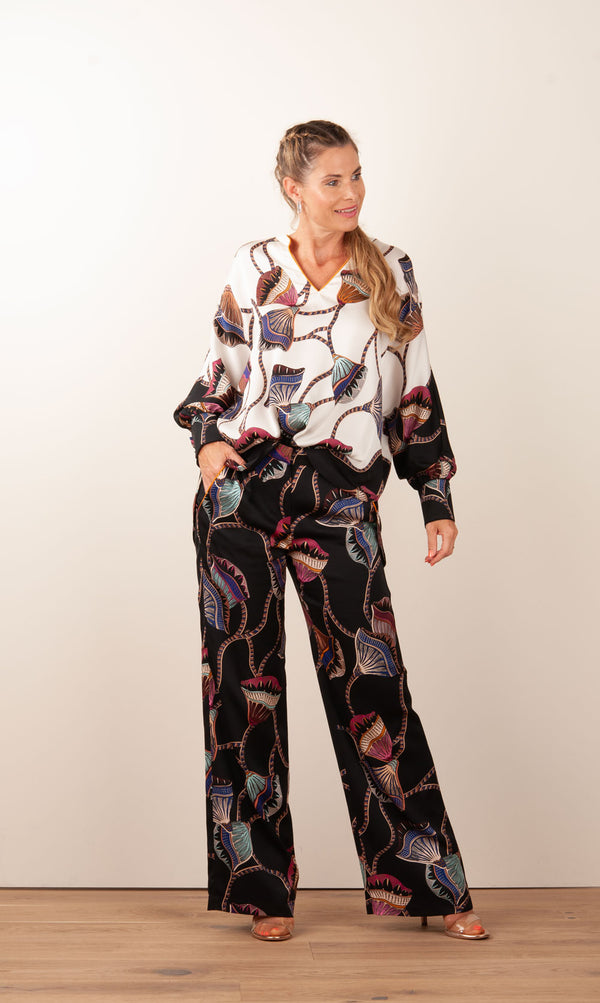 Bluse „Lotus“ Weiß | Schwarz | Multicolor