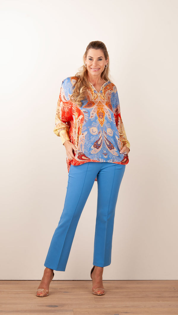 Bluse Blau | Rot | Multicolor