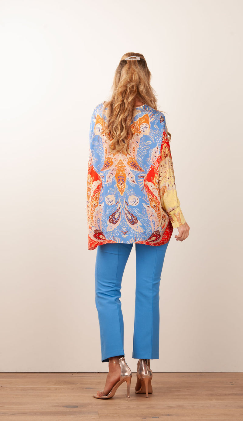Bluse Blau | Rot | Multicolor