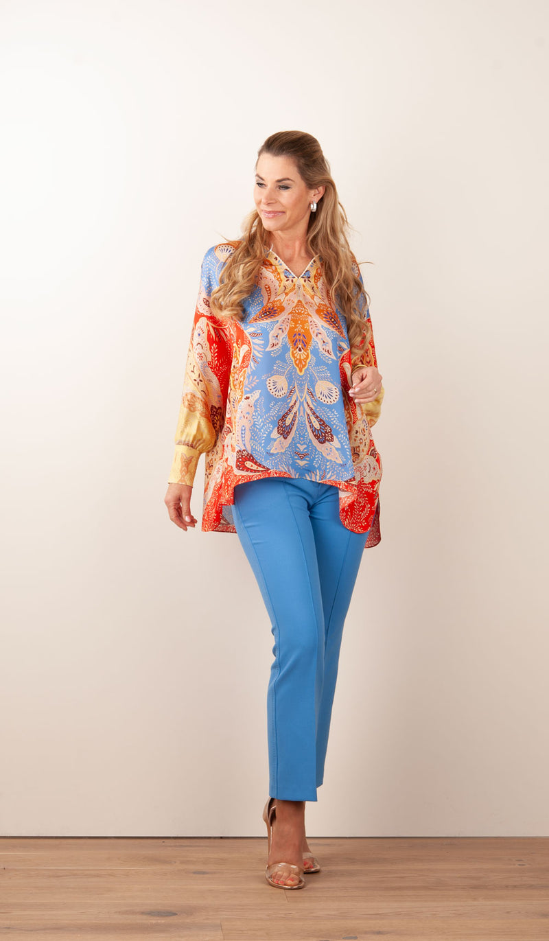 Bluse Blau | Rot | Multicolor