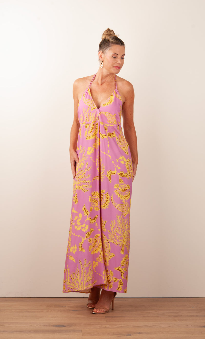 Trägerkleid Rosa | Gelb