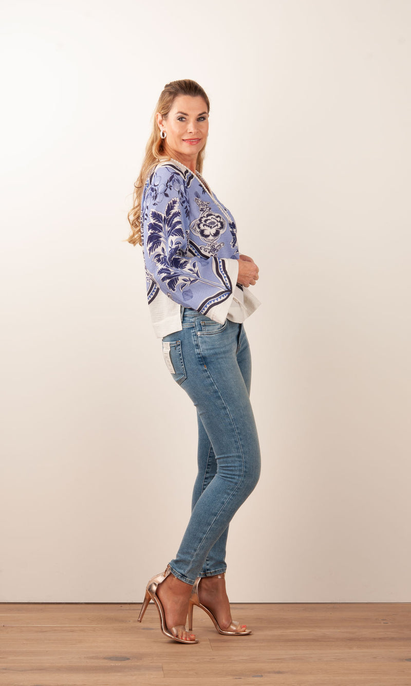 Blusenshirt Creme | Blau