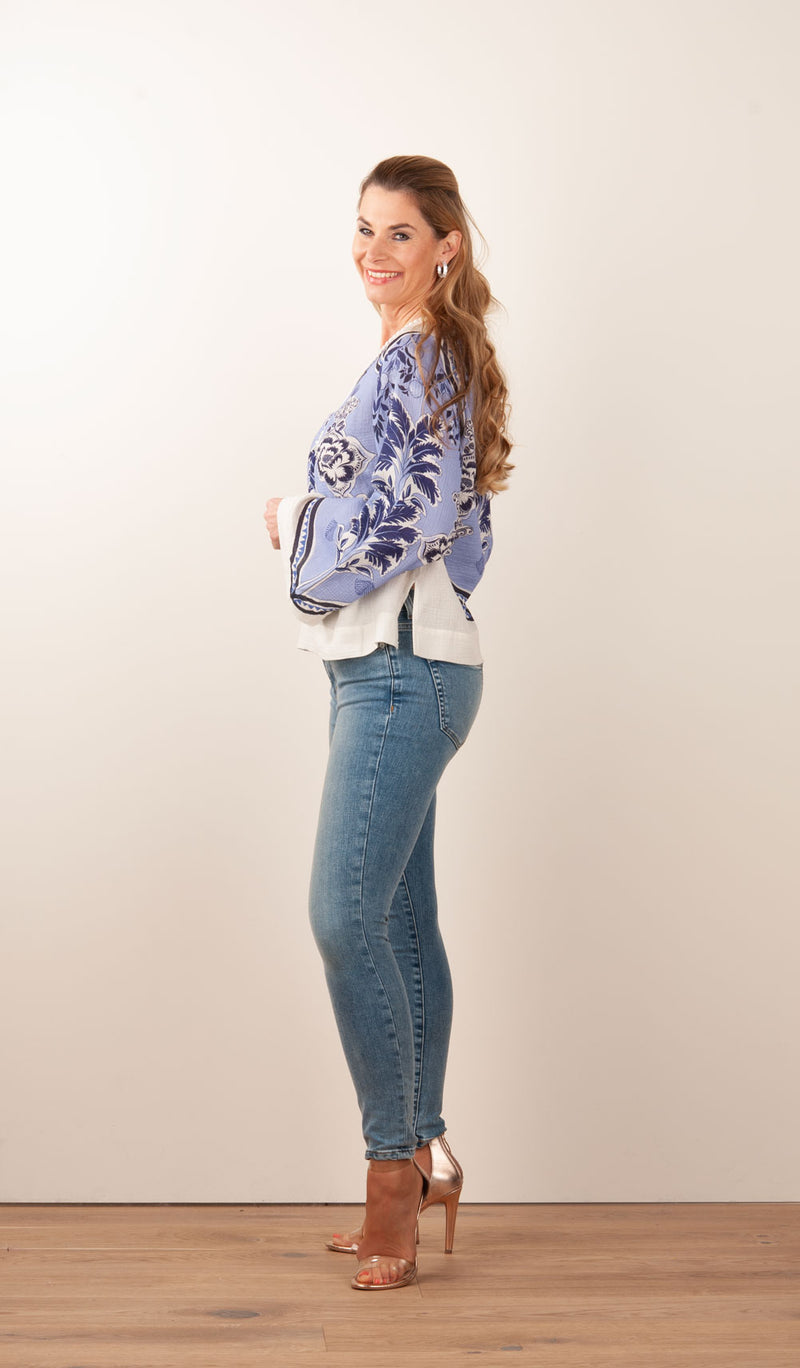Blusenshirt Creme | Blau