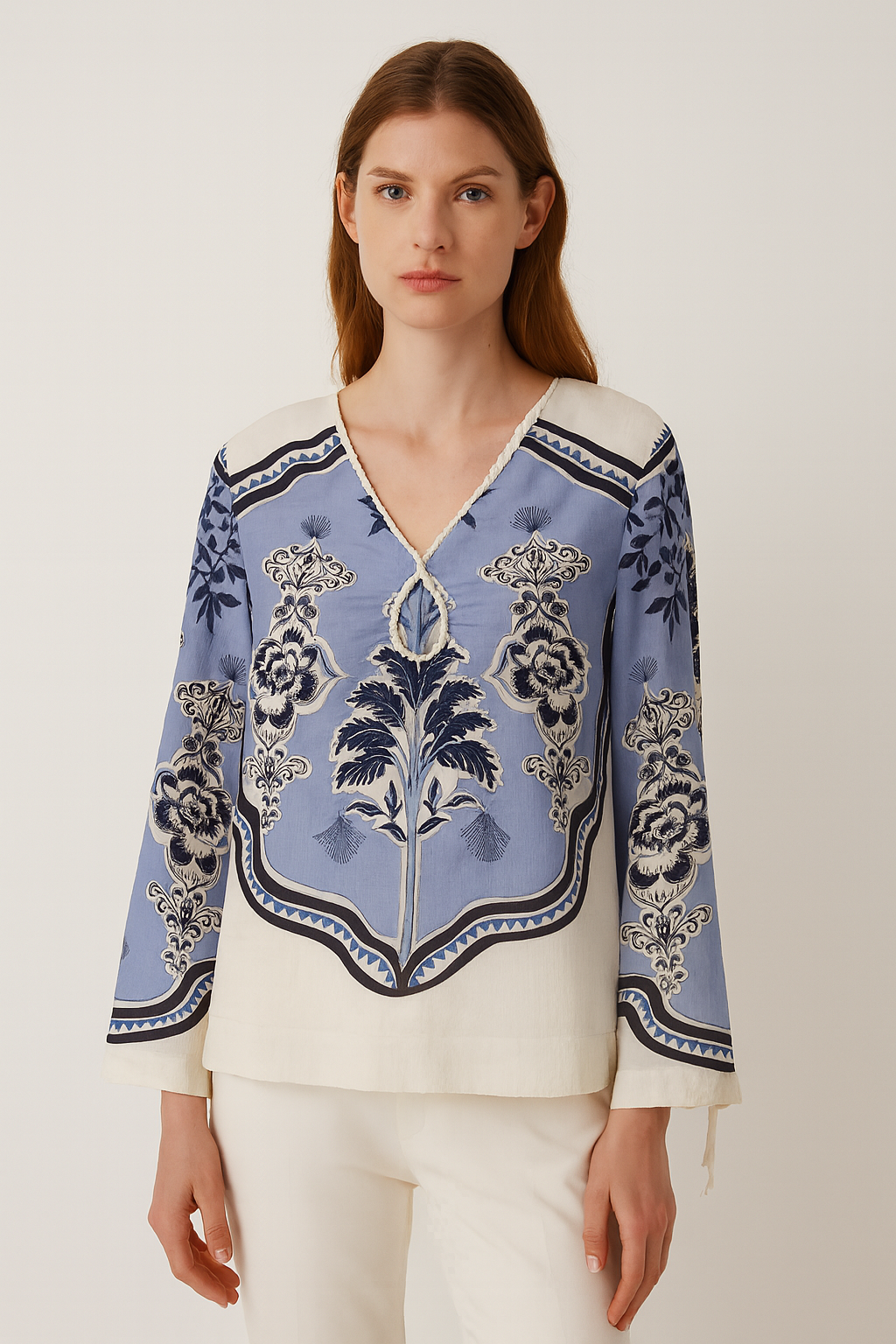 Blusenshirt Creme | Blau