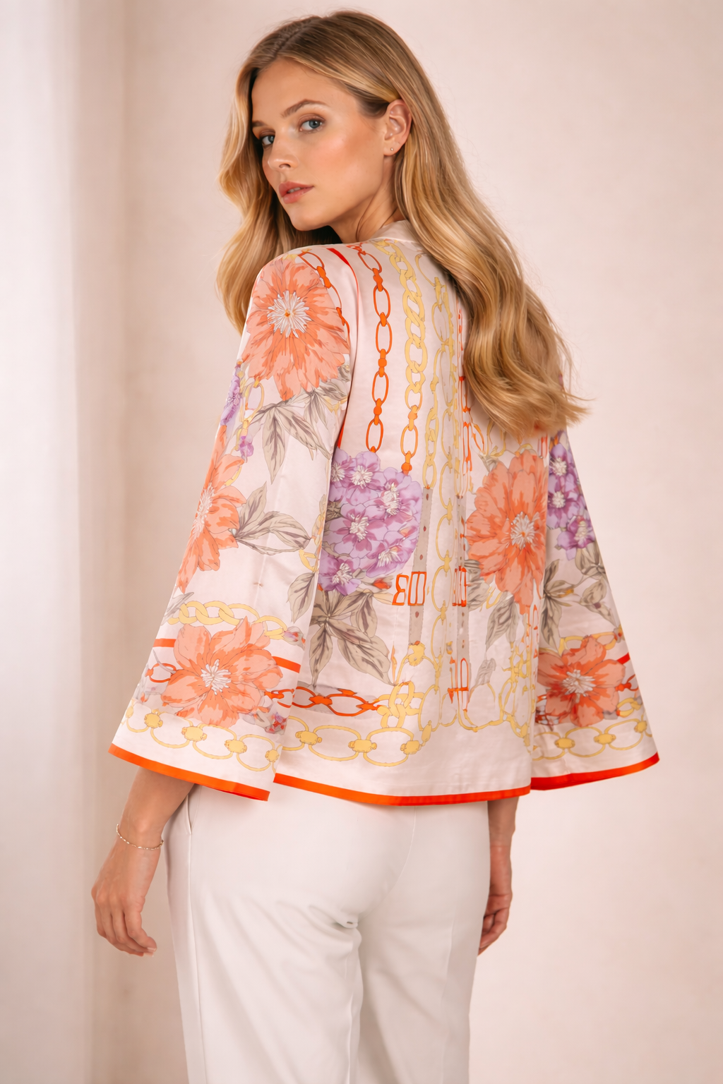 Seidenjacke Creme | Orange | Rosa | Multicolor
