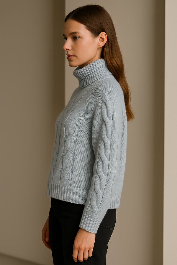 Kaschmir Rollkragenpullover Eisblau