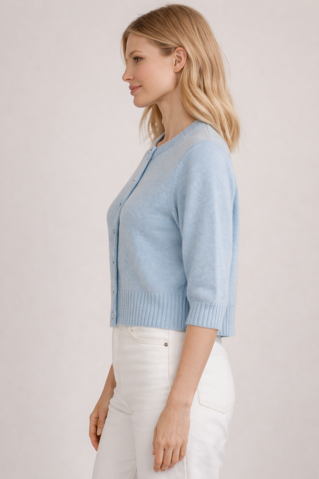 Kaschmir Strickjacke Eisblau