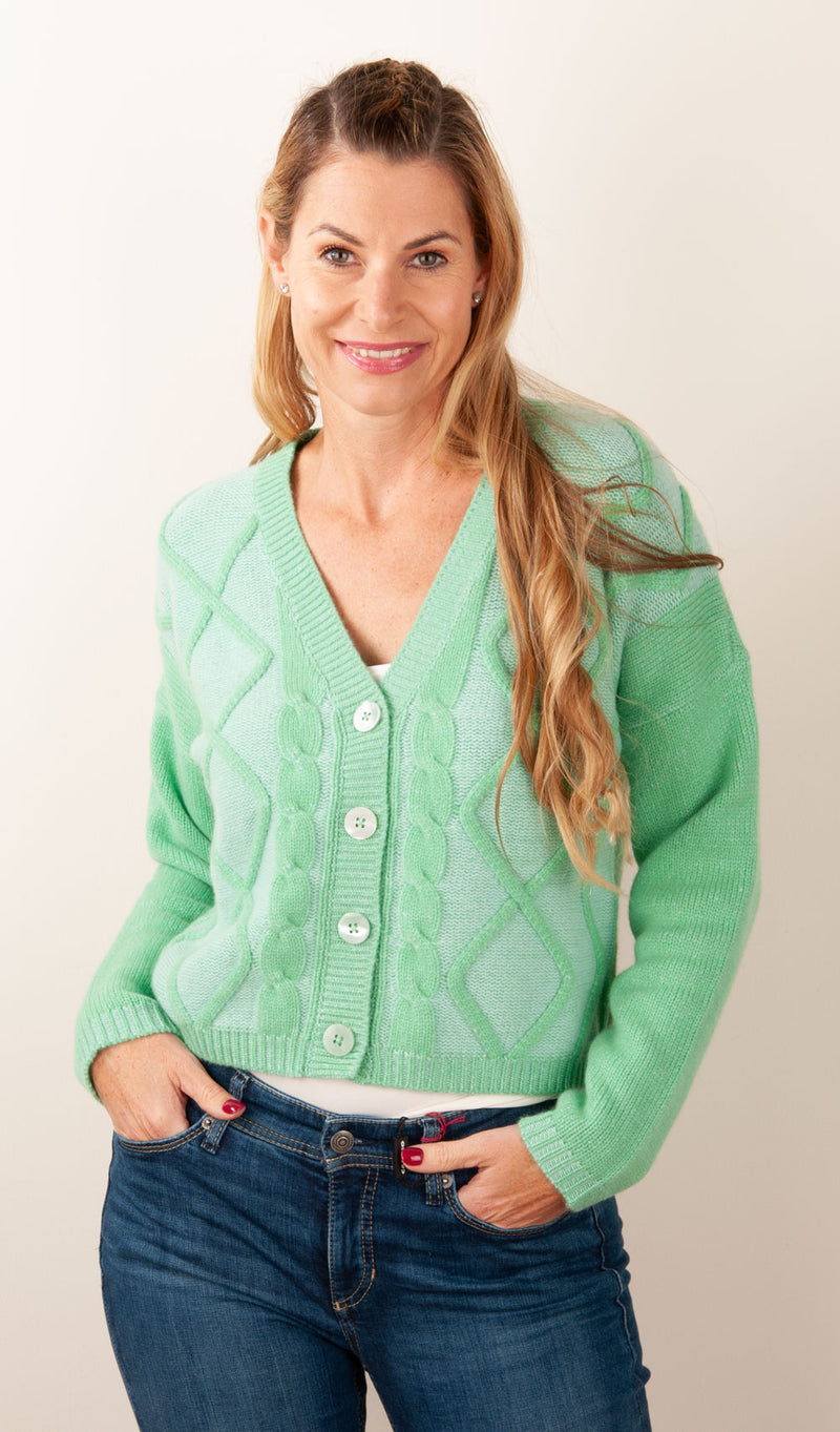 Kaschmir Strickjacke Grün