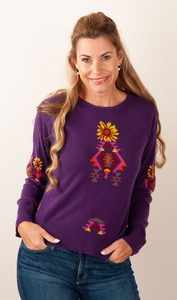 Kaschmir Pullover Lila | Multicolor