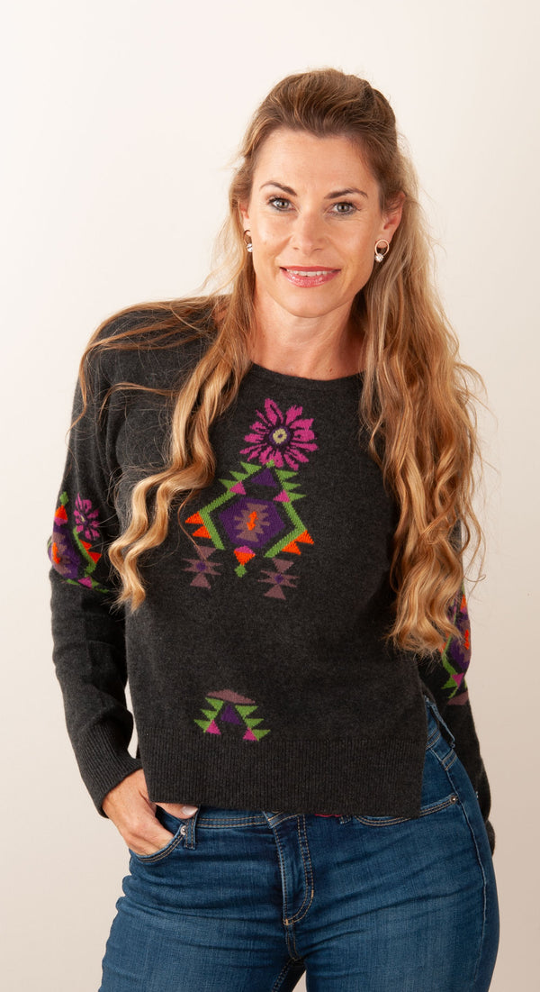 Kaschmir Pullover Anthrazit | Multicolor