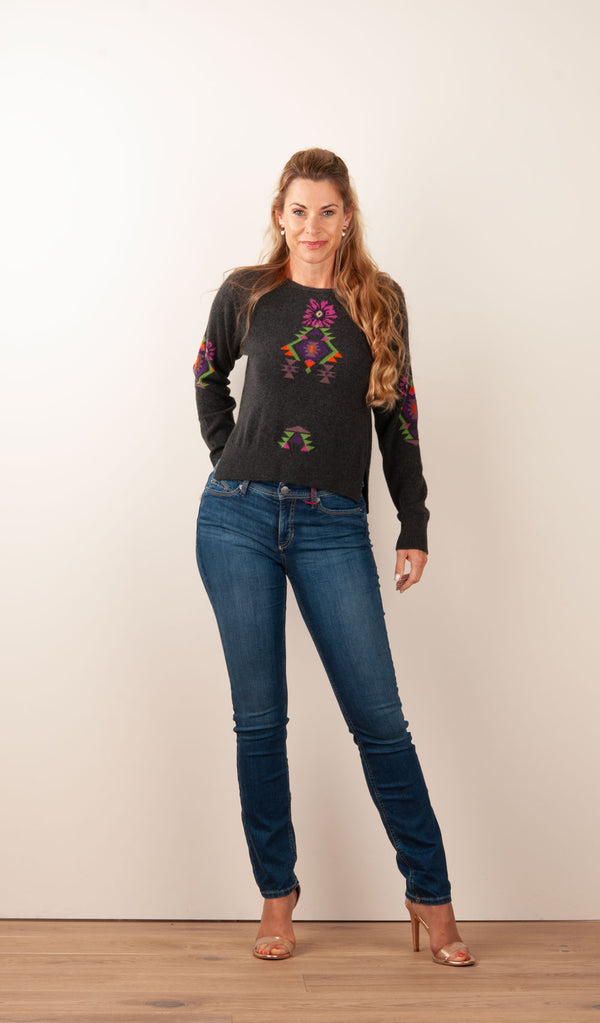 Kaschmir Pullover Anthrazit | Multicolor