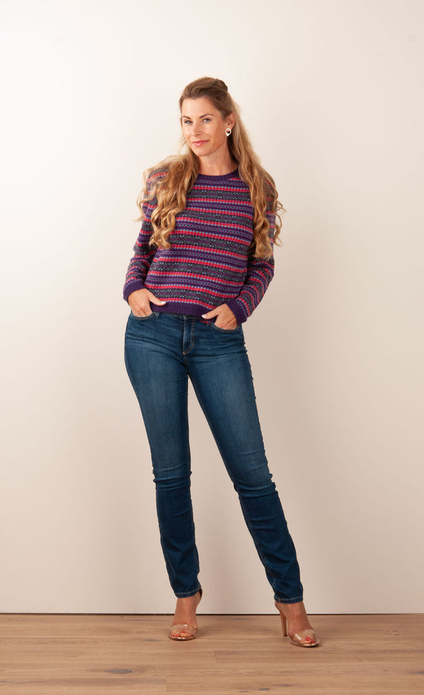 Kaschmir Pullover Lila | Beere | Multicolor