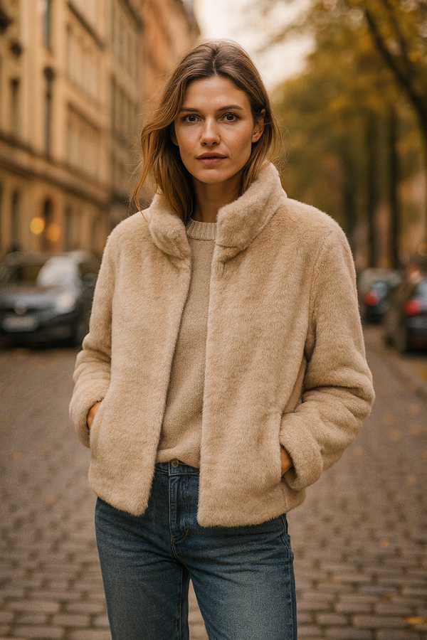 Jacke „Fake Fur“ Beige