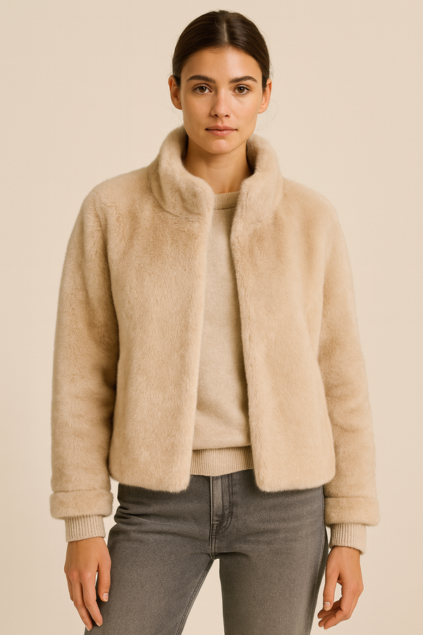 Jacke „Fake Fur“ Beige