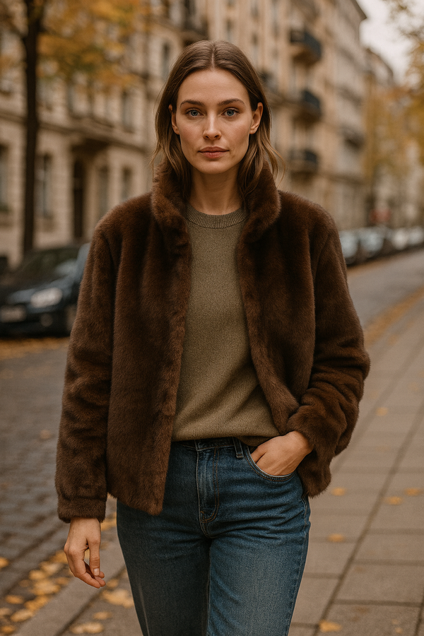 Jacke „Fake Fur“ Braun