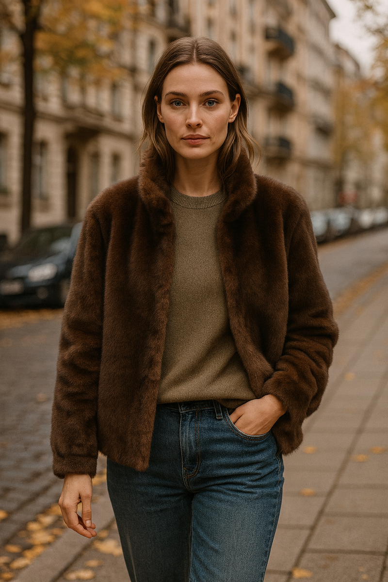 Jacke „Fake Fur“ Braun