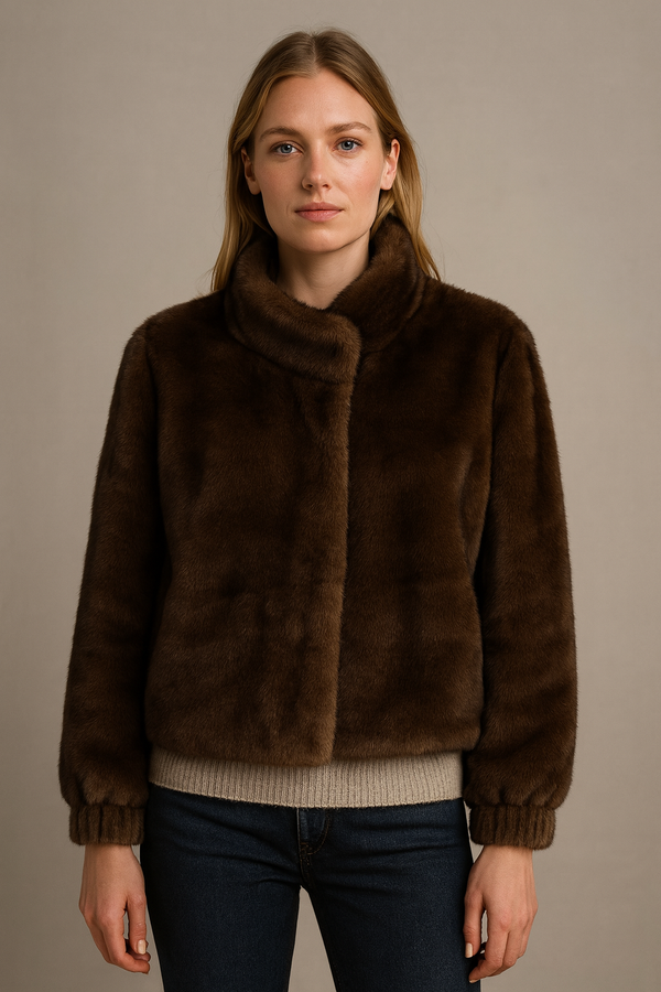Jacke „Fake Fur“ Braun