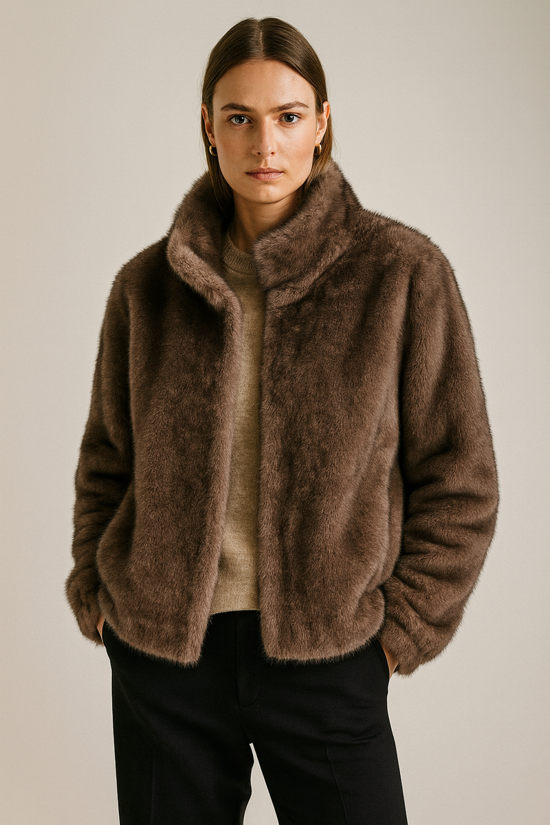 Jacke „Fake Fur“ Taupe