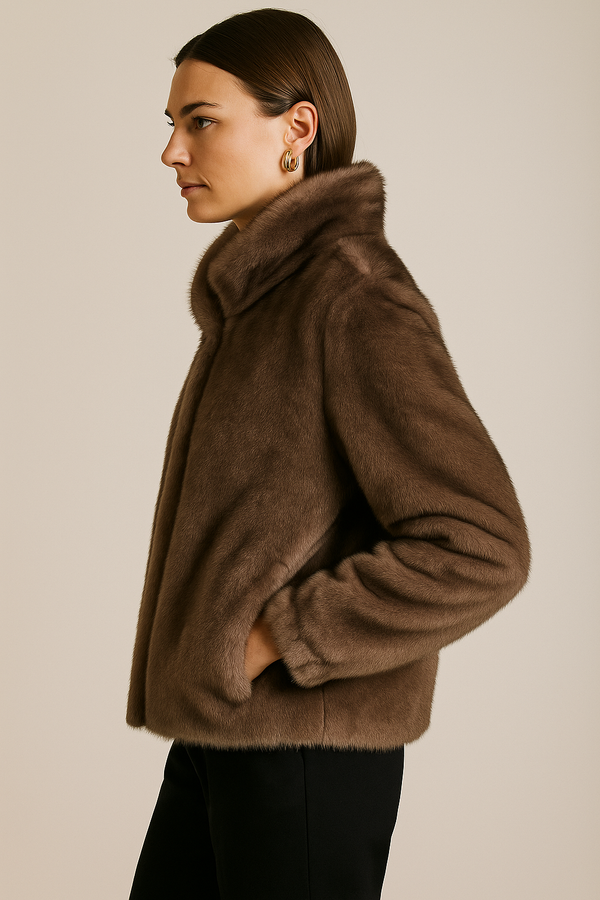 Jacke „Fake Fur“ Taupe
