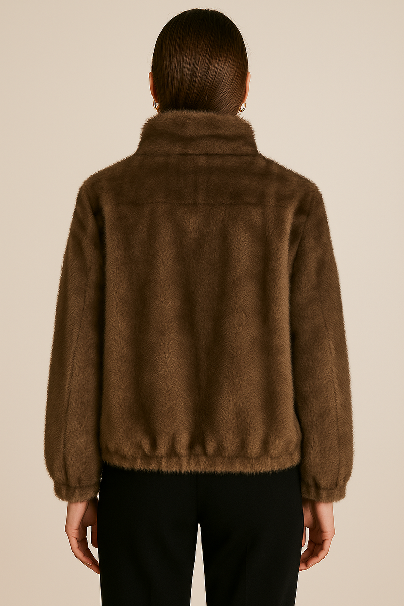 Jacke „Fake Fur“ Taupe