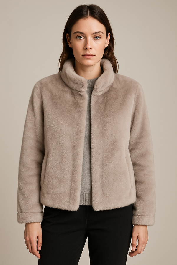 Jacke „Fake Fur“ Grau